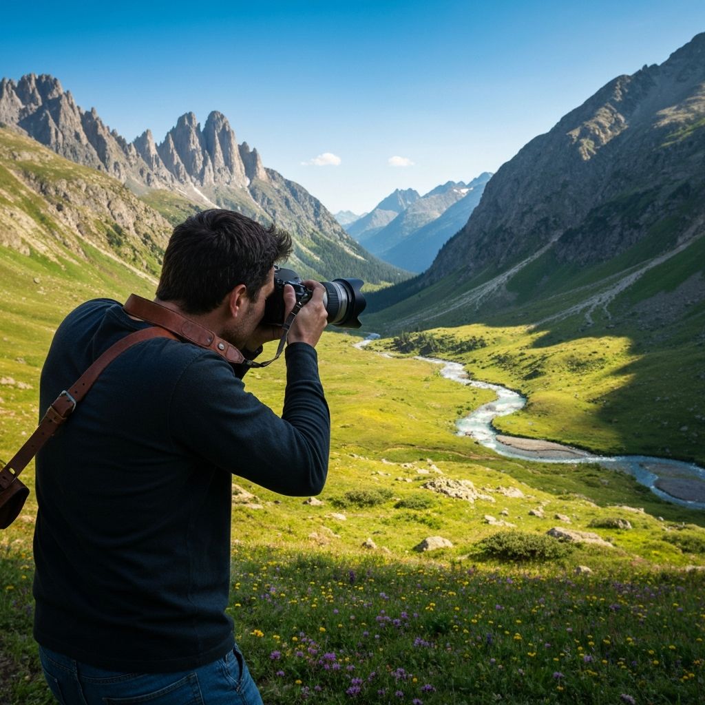 Fotoğrafçı doğada çekim yaparken
