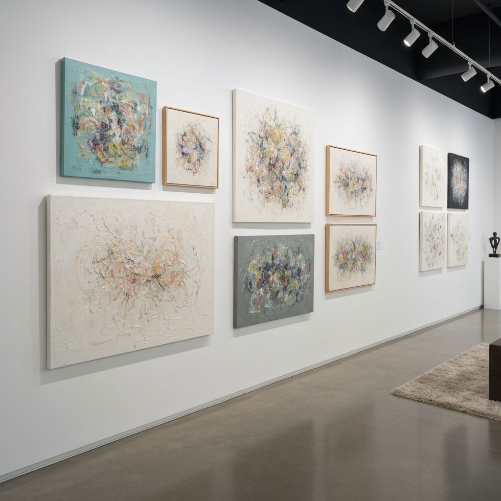 Duvarda asılı tablolar ve nötr yaşam alanı